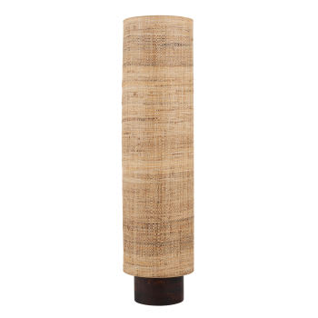 Adelia - Lampada da terra in rafia e legno di hevea alt. 140 cm