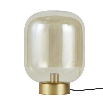 Lampada forma lampadina in vetro e metallo dorato