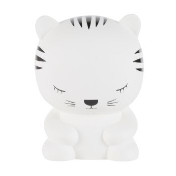 MANI - Lampada in ceramica a forma di tigre bianca e nera alt. 14 cm