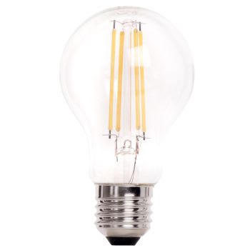 Lâmpada LED E27 60 W transparente, branco quente