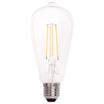 Lâmpada LED E27 60 W transparente, branco quente