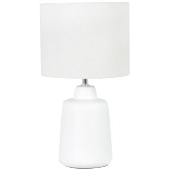 Rheha - Lámpara de cerámica blanca con pantalla crema
