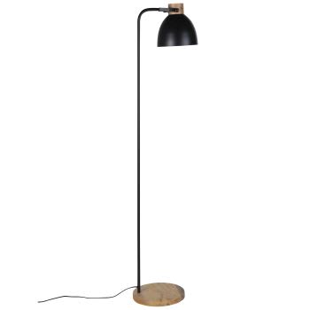 MALLOW - Lámpara de pie de madera de acacia y metal negro Alt. 162