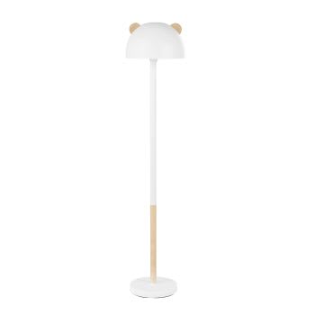 Lámpara de pie de madera de hevea y metal blanco con orejas, Alt. 140