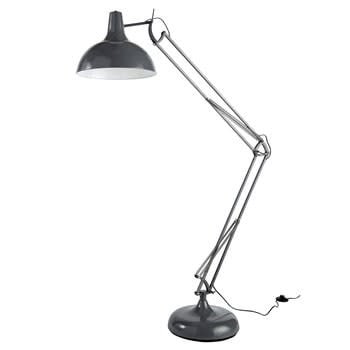 Disco - Lámpara de pie orientable de metal gris