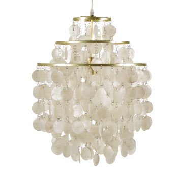 KUTA - Lámpara de techo con adornos de pasamanería de nácar y metal dorado