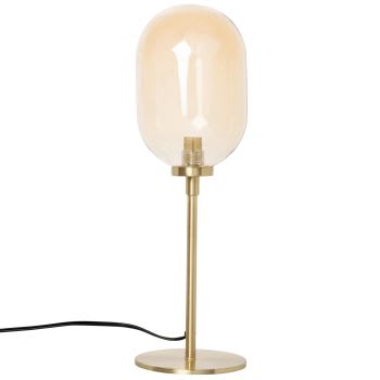 Milla - Lampe à poser globe en verre teinté et métal doré