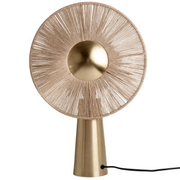 MARBELLA - Lampe aus goldfarbenem Metall mit Lampenschirm aus Jute