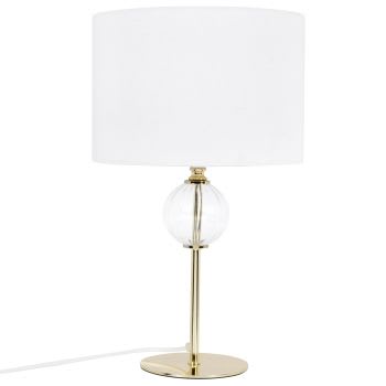 Castilla - Lampe aus goldfarbenem Metall und Glas mit Lampenschirm aus ecrufarbener Baumwolle