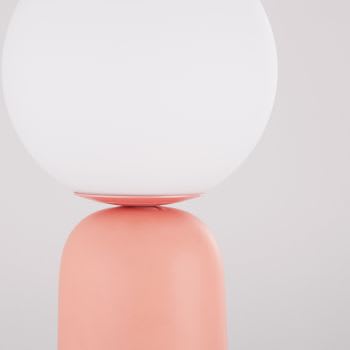 RIA - Lampe aus rosafarbenem Steingut mit Opal-Kugelschirm