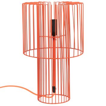 BEATRICE - Lampe aus rotem Metalldraht mit Opal-Kugelschirm