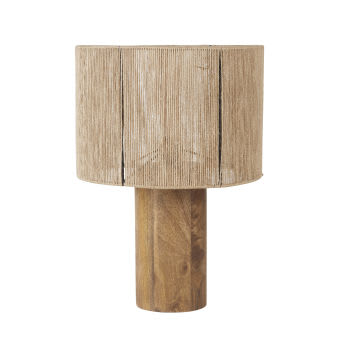 MURIETA - Lampe en bois de manguier et abat-jour en fil de jute tressé main