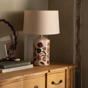 Henley - Lampe en céramique à motif floral et abat-jour en polyester recyclé