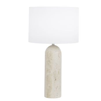 ARCHY - Lampe en céramique beige et abat-jour blanc