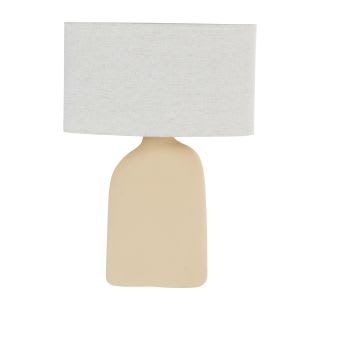 Rosaly - Lampe en céramique et abat-jour beige chiné