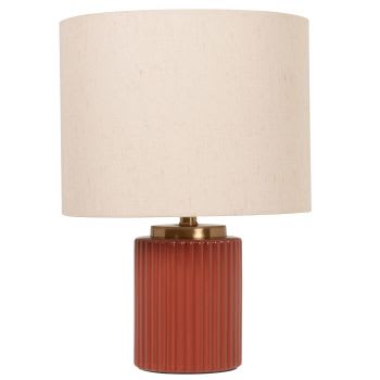 Vigo - Lampe en céramique rose et abat-jour en polyester recyclé beige