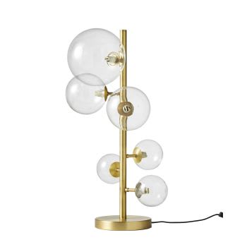 Lampe mit 6 Glaskugelschirmen und goldfarbenem Metallgestell
