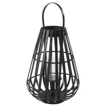 BAMAKO - Lanterna in bambù nero e vetro, 55 cm