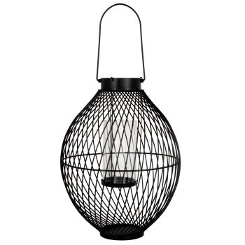 Lanterna Portacandela In Metallo Nero E Vetro: Design Scandinavo Per Interni Ed Esterni