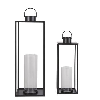 GRAFTON - Lanterne da esterno in vetro e metallo nero (x2) alt. 70 cm