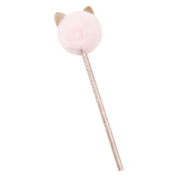 Lote de 2 - Lápis com pompom de gato cor-de-rosa