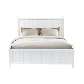 Newport - Letto bianco 140 x 190 in legno bianco con rete a doghe 