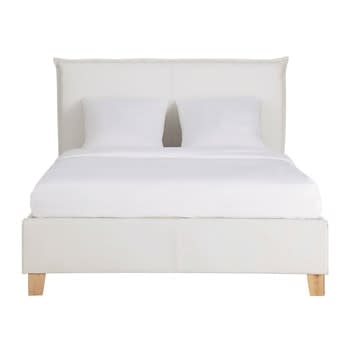 Pillow - Letto bianco con contenitore e rete a doghe 140x190cm