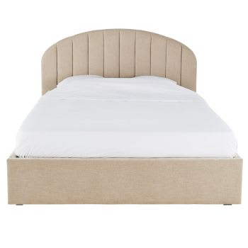 COZY - Letto con vano contenitore 140x190 con rete in doghe beige