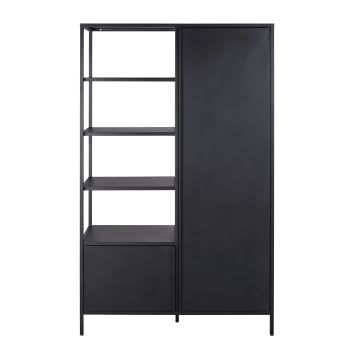 Watkin - Libreria a 2 ante in metallo nero