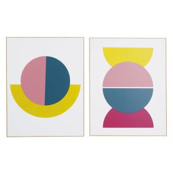 DAISIE - Lienzo díptico abstracto multicolor 143 x 92