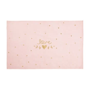 Lilly - LILLY Printed Pink and Gold Cotton Rug 120x180
