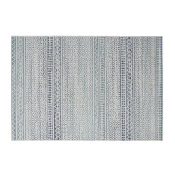 LIMACHE - Alfombra de polipropileno color beige y azul claro 140 x 200