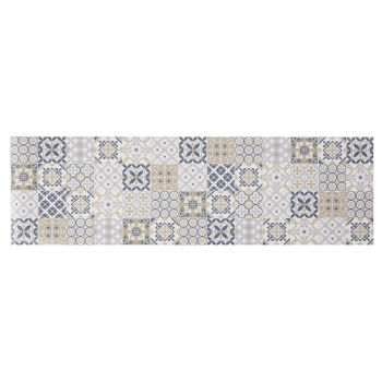 LISBOA - Alfombra de vinilo con motivos decorativos de azulejos de cemento multicolores 60x199