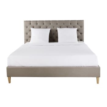 Châlit Chesterfield Lit Capitonné Beige Velours 160x200cm - Neuf Palazzo INT