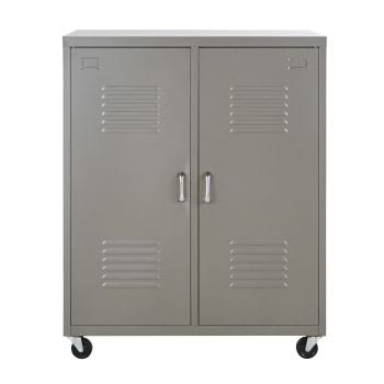 Loft - Armário com 2 portas de balanço em metal cinzento
