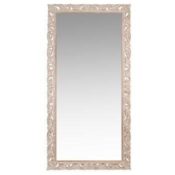 LOMBOK - Großer Spiegel mit geschnitztem Mangoholzrahmen 90x180