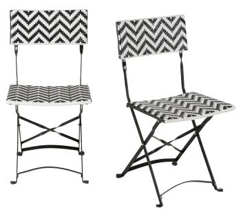 Lotta Business - Gartenstühle für die gewerbliche Nutzung aus Kunstharzgeflecht, schwarz und weiß (x2)