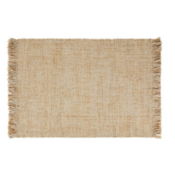 LOUISA - Ecrufarbener Webteppich aus Wolle, Jute und Baumwolle, 140x200cm