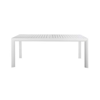 Louka - Mesa de jardín extensible, aluminio blanco, 8/14 personas, 200/300 cm