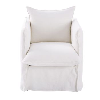 Louvain - Witte fauteuil van stevig linnen