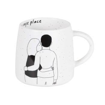 LOVE - Lotto di 2 - Mug in gres bianco e nero con motivo coppia