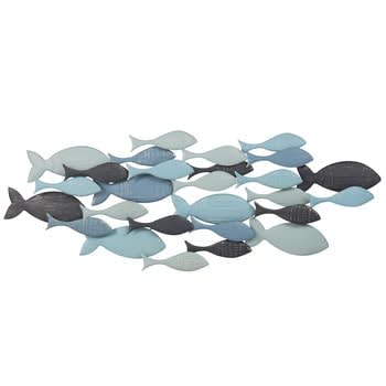 LUCIA - Wanddeko Fischschwarm, Metall 71x26