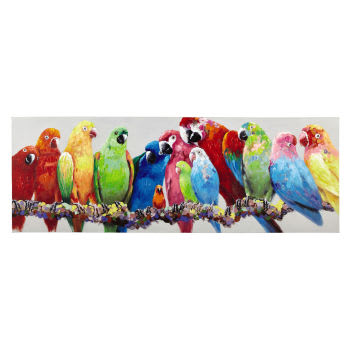 LUCIANA - Beschilderd doek met bontgekleurde papegaaien 70 x 200 cm