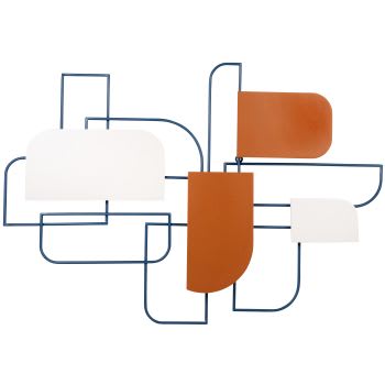 LYRIO - Decoración de pared naranja, blanca y azul 79 x 55