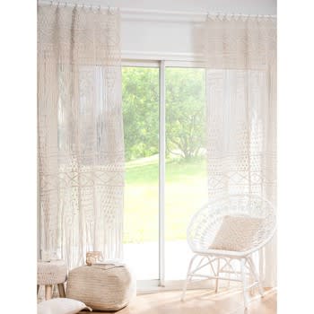 Macrama - Makramee-Vorhang aus naturfarbener Baumwolle 105x250, 1 Vorhang