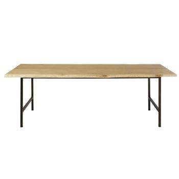 Magnus - Mesa de jantar de madeira de carvalho maciça e metal preto para 8 pessoas