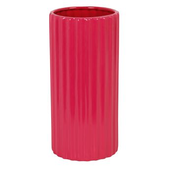 MAINA - Roze geribbelde vaas van dolomiet H23