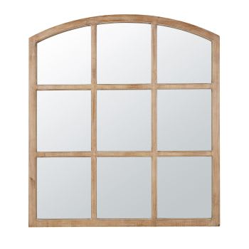 MALO - Miroir fenêtre rectangulaire arrondi marron 117x130