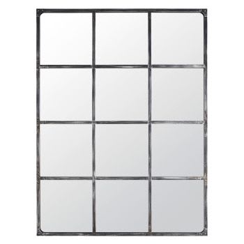 MANOLO - Grand miroir fenêtre rectangulaire en métal noir 135x180