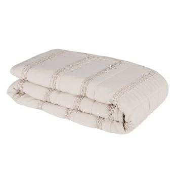 ROMIA - Manta de algodón reciclado tejido en beige, 240x220